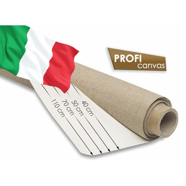 Aufgerollte ARTMIE Malleinwand aus 100% Baumwolle mit 340g/m2 Stoffgewicht als Meterware.