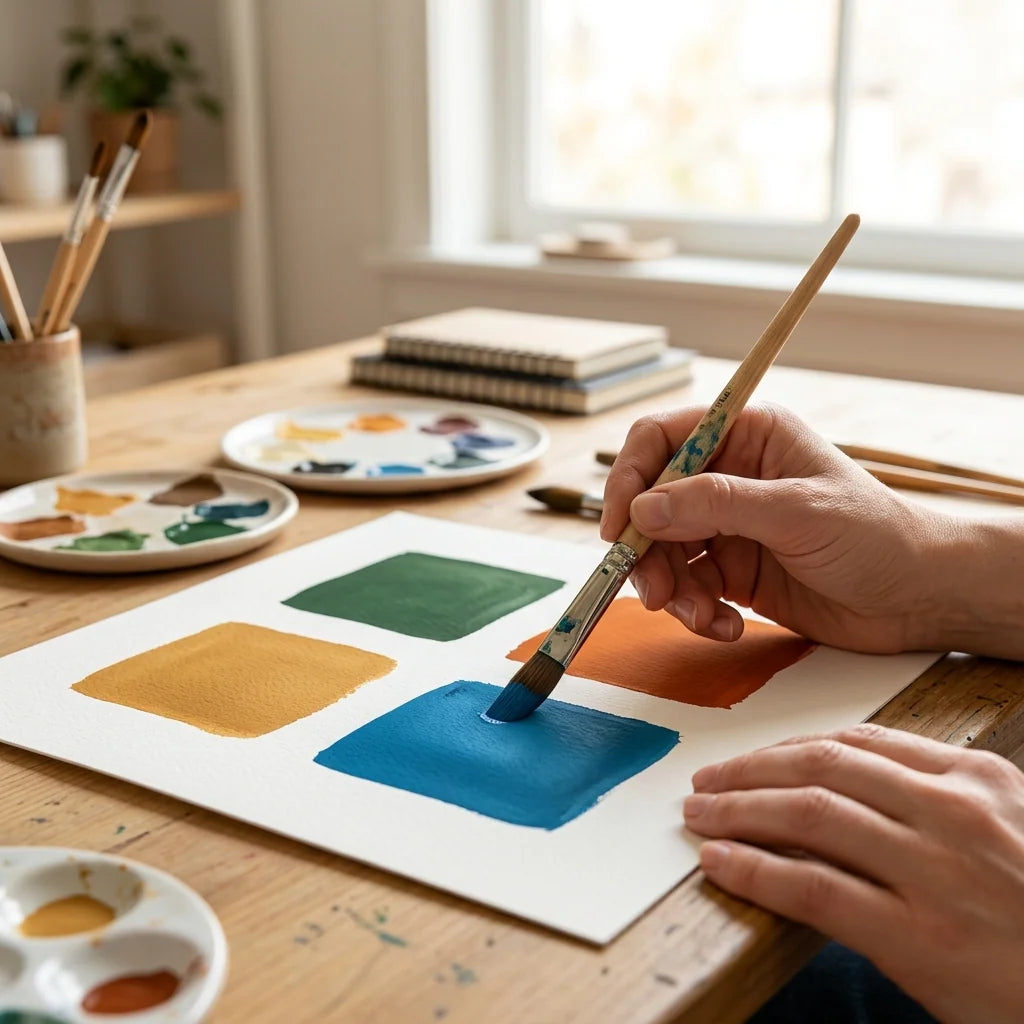 Auftragen einer flächigen Gouache-Deckschicht
