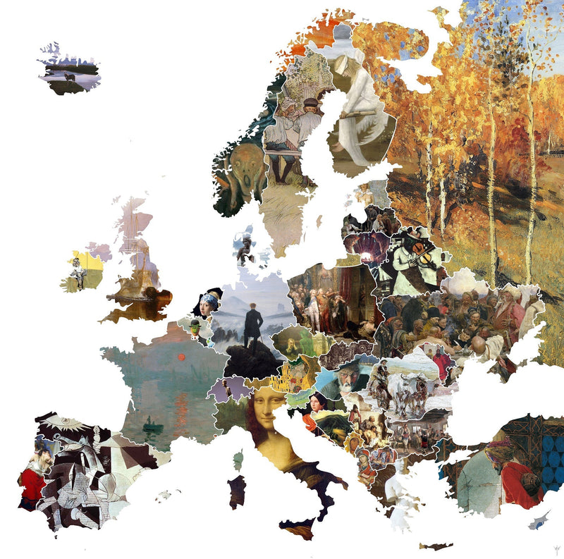 Die Kunstkarte Europas. Weißt du, welcher Künstler die Slowakei repräsentiert?