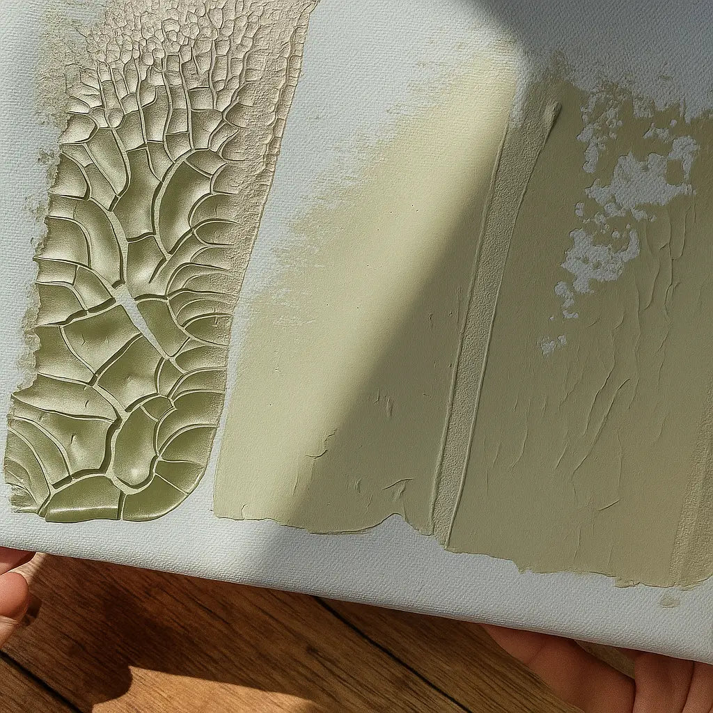 Kombination von Reißlackpaste und Acrylfarbe: Was passiert, wenn Gold auf Weiß trifft?