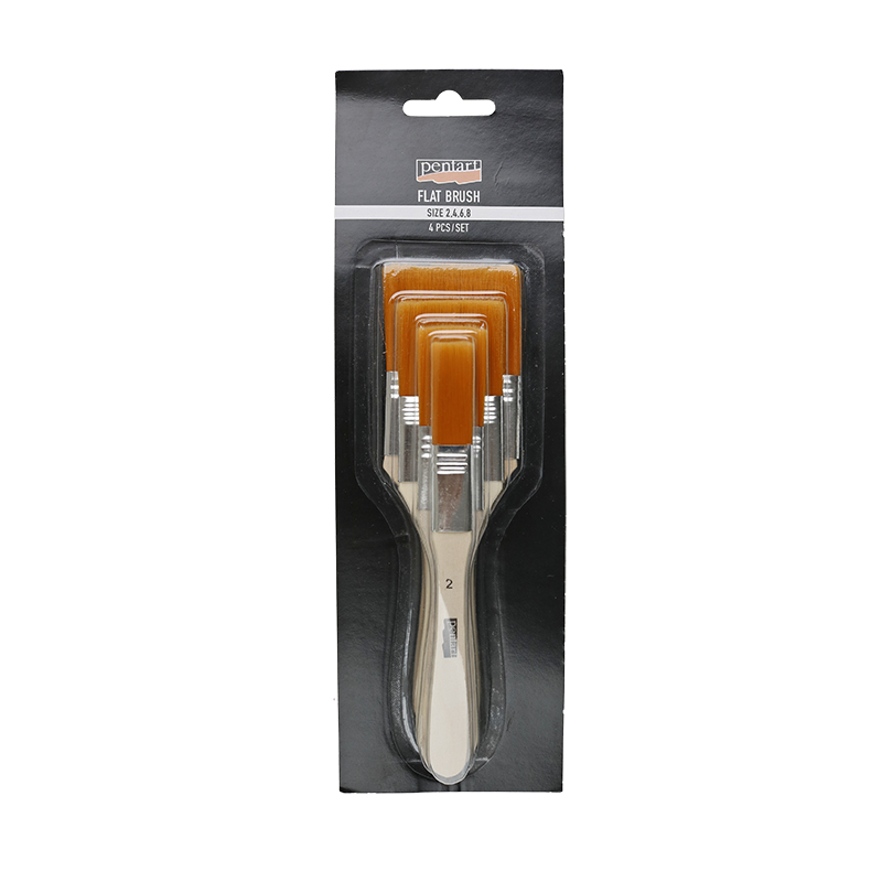 Set mit Konturenpinseln / 6-teilig – with soft bristles, 4 pcs, flat, size 2, 4, 6, 8