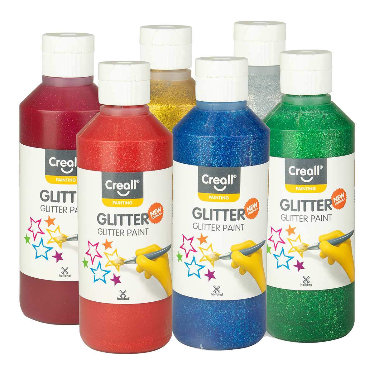 Creall Glitzerfarben-Set – 6 × 250 ml, Farbmix