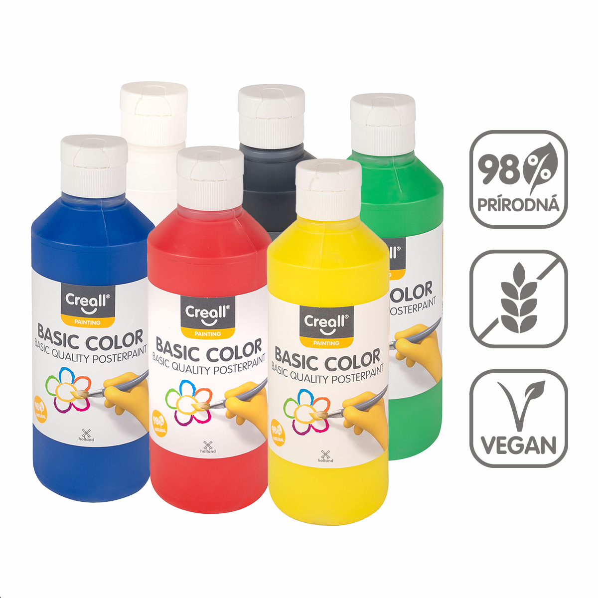 Creall Temperafarben – 6er-Set 250 ml, Farbmix