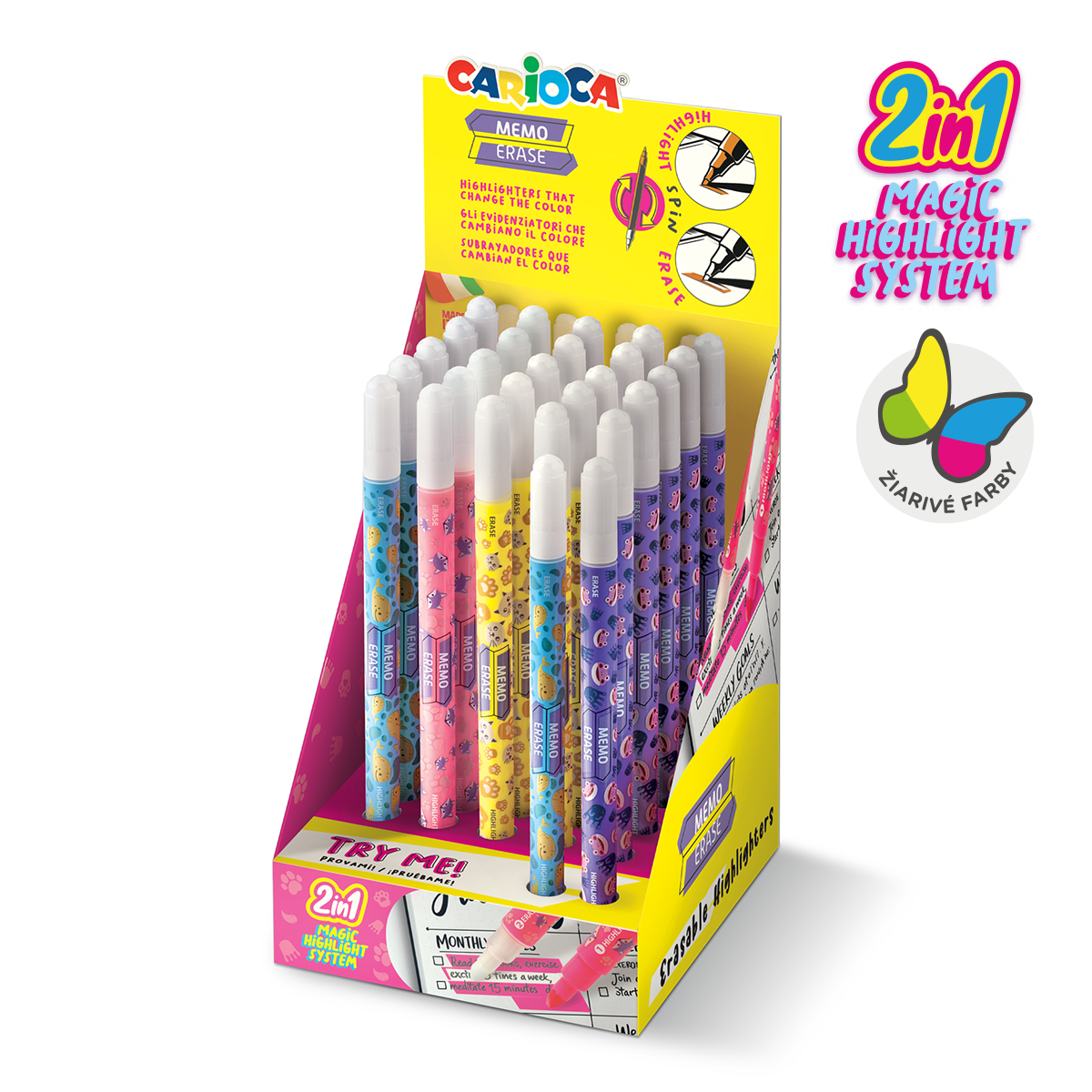Carioca Textmarker Memo Farbmix – Radieren
