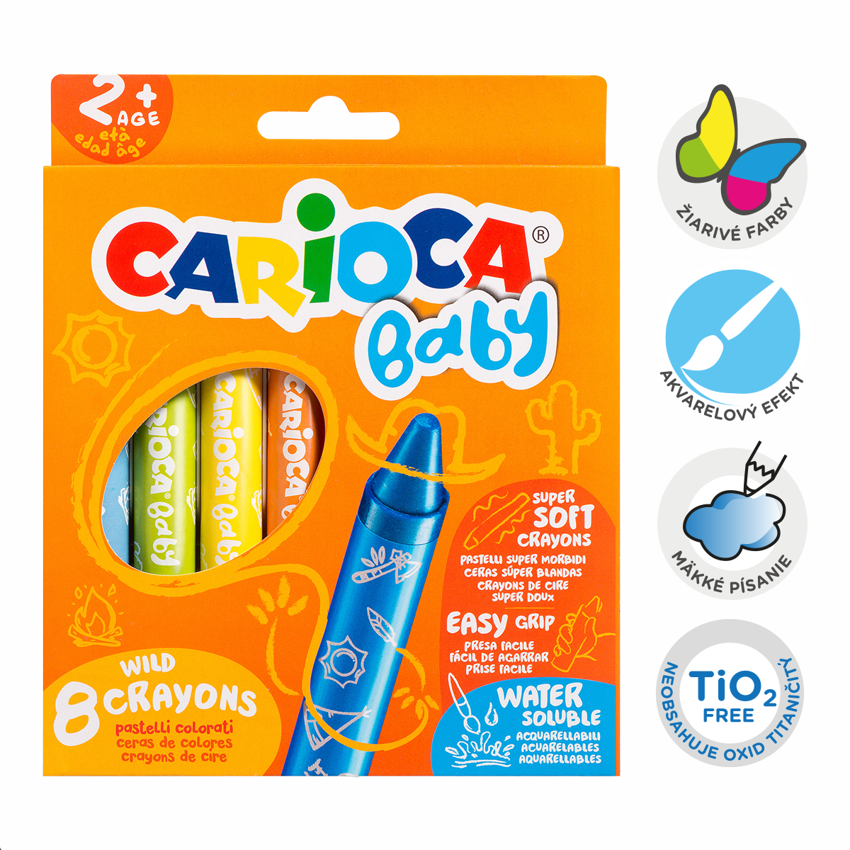 Carioca Wachsmalstifte Baby Wild 2+, 8 Stk.