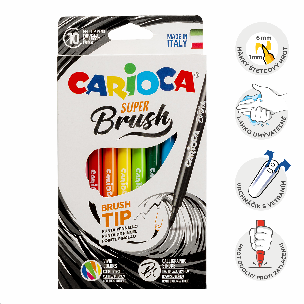 Carioca Brush Pinselstifte, 10er-Set, Farbmix