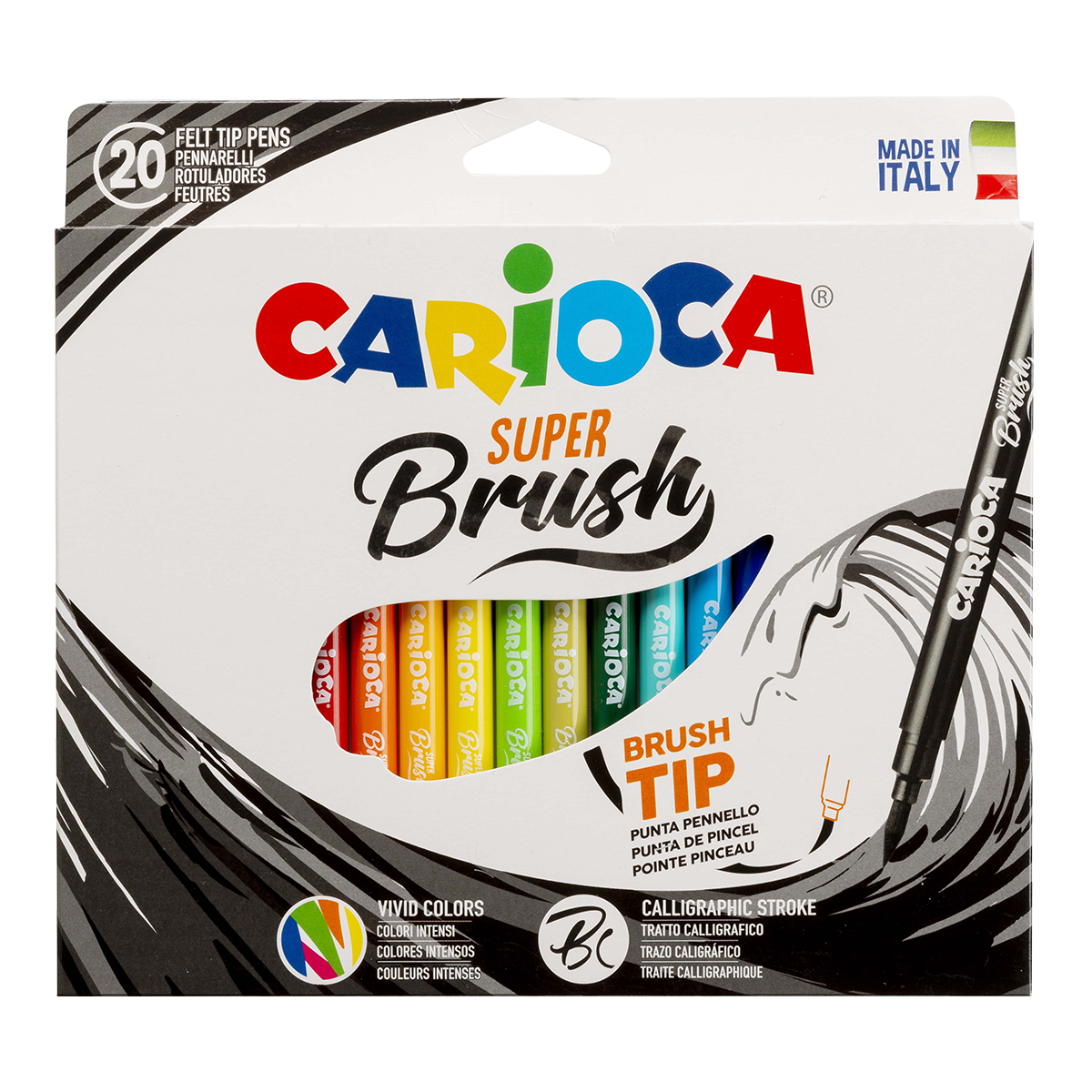 Carioca Brush Pinselstifte mit Pinselspitze, 20 Stk., Farbmix