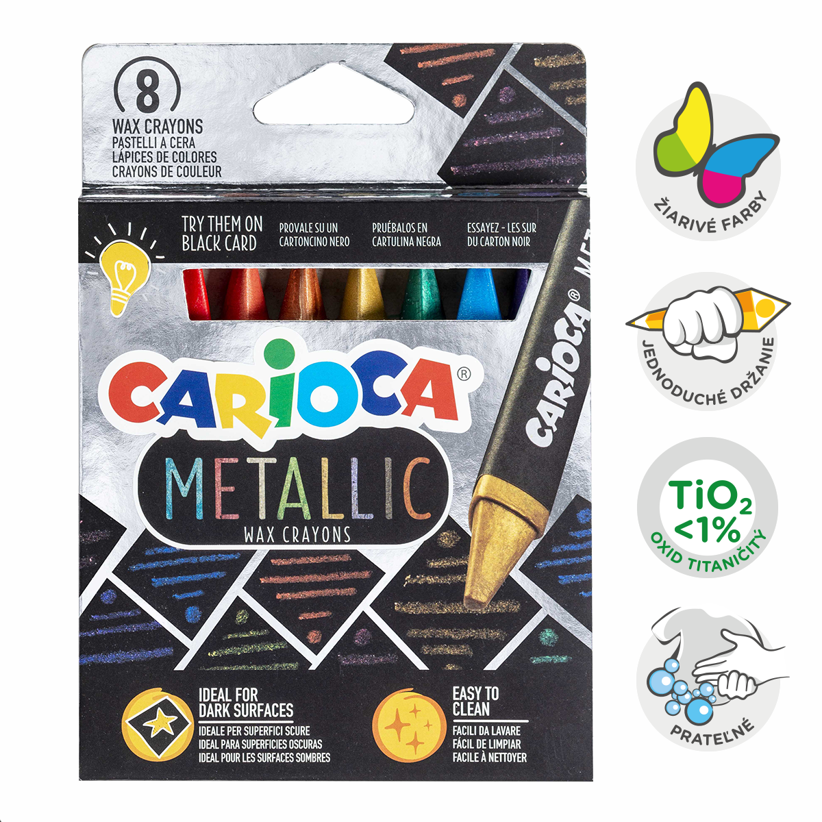 Dreikant-Wachsmalstifte Carioca Metallic, 8 Stk.