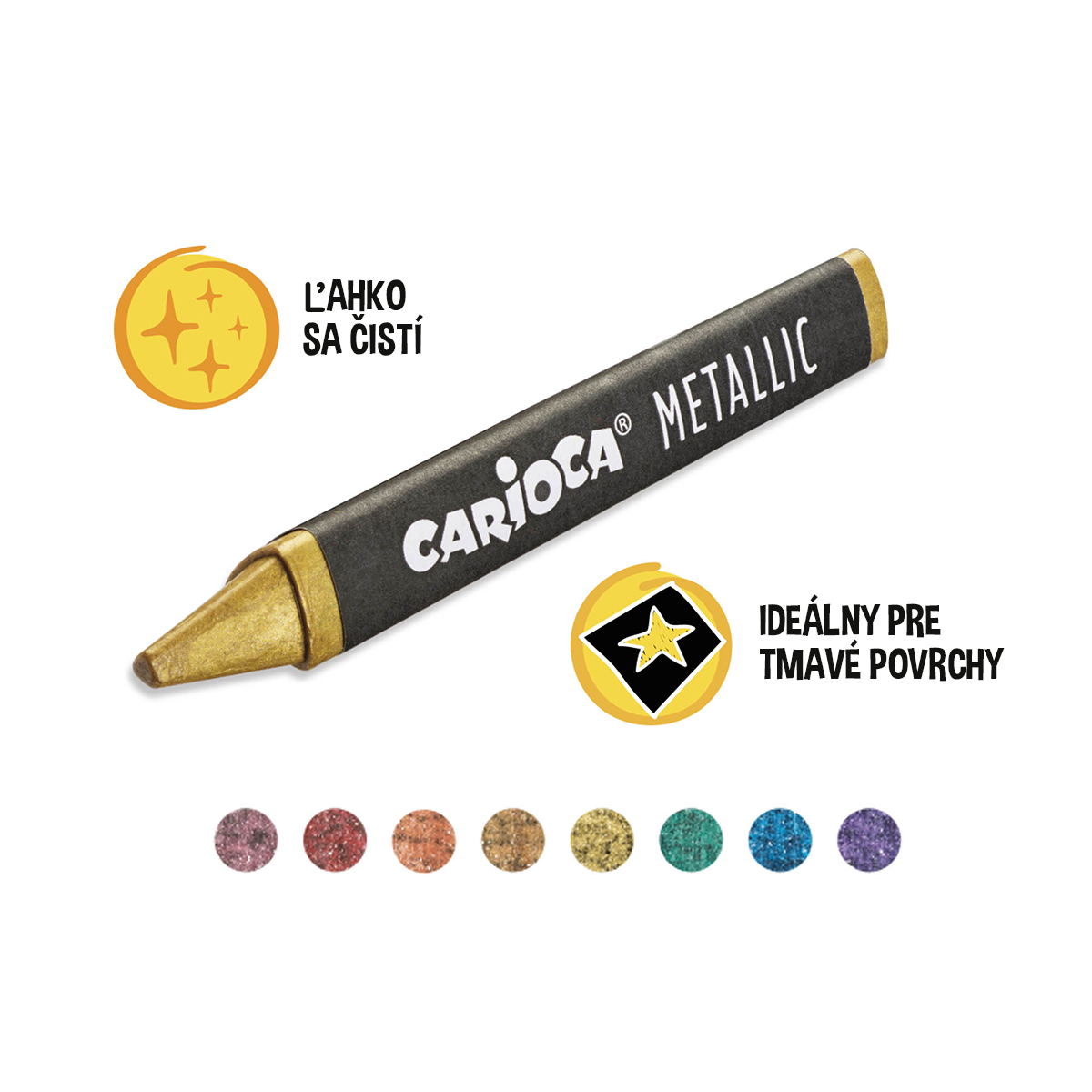 Dreikant-Wachsmalstifte Carioca Metallic, 8 Stk.