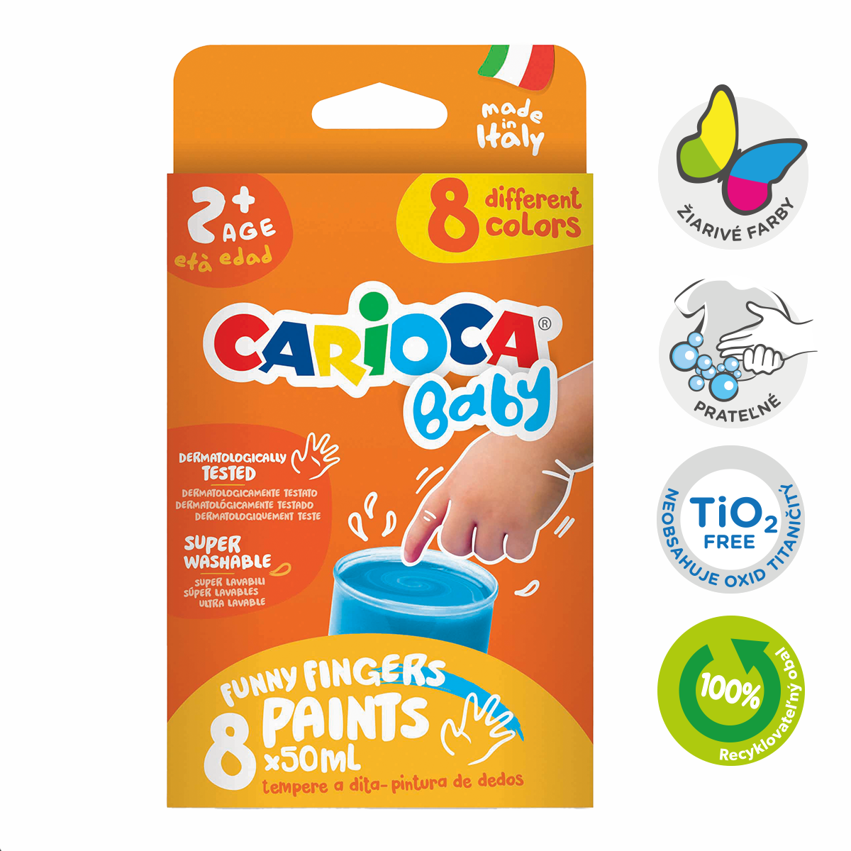 Carioca Baby 2+ Fingermalfarben, 8 × 50 ml