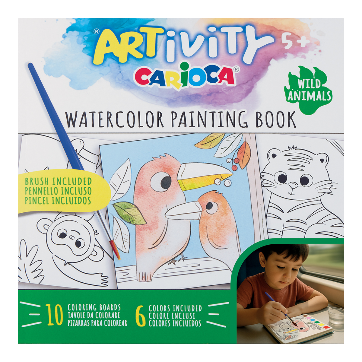 Carioca Malbuch mit Wasserfarben ARTivity – Wildtiere, 5+