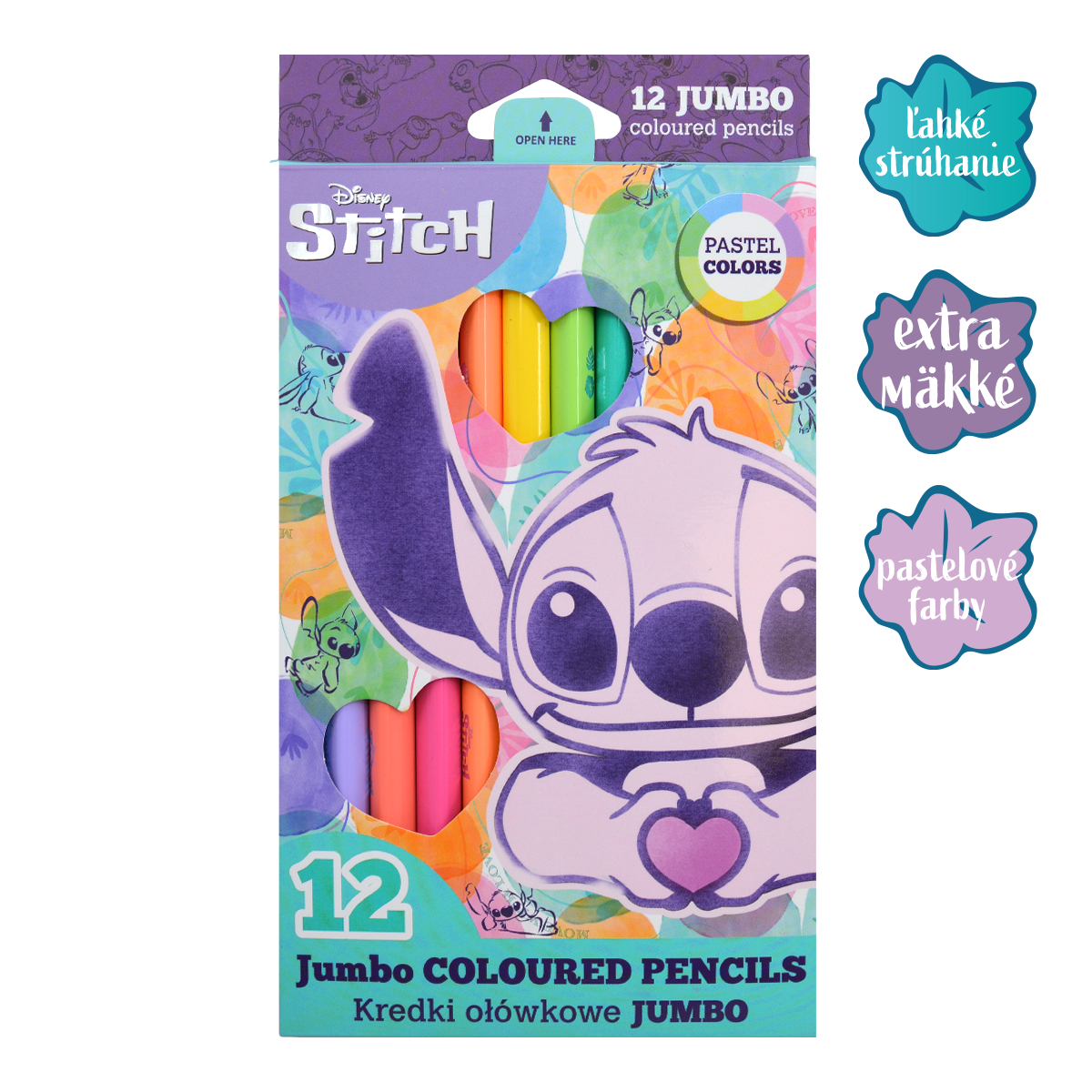 Dreikant-Buntstifte Colorino JUMBO Stitch Pastel, 12 Pastellfarben