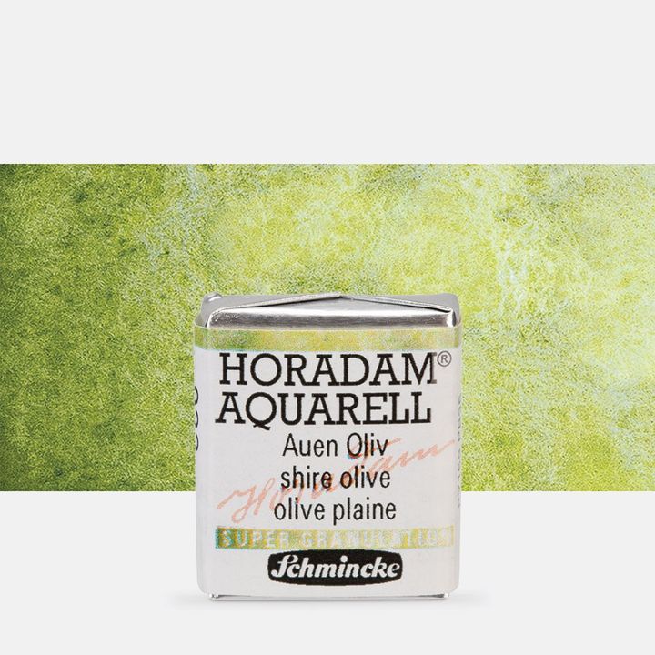 Schmincke Horadam Aquarellfarben im halben Näpfchen – 932 Shire oliv