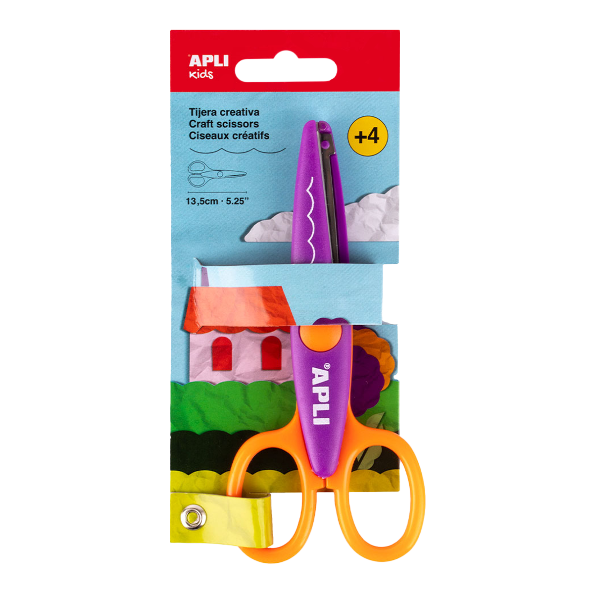 APLI Kreativschere 13,5 cm, abgerundete Spitze, symmetrisch – Bögen