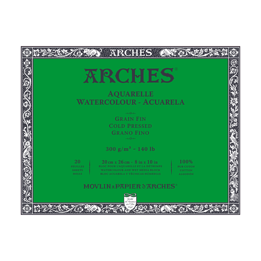Aquarellblock ARCHES CP Naturweiß 300 g/m² – 20 Blatt
