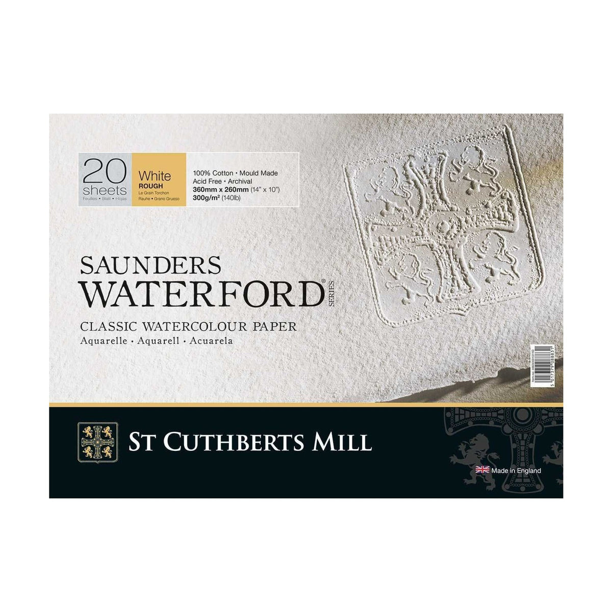 Aquarellblock CANSON St Cuthberts Saunders Waterford Rough 300 g/m² 26 - 51 cm - 20 Blatt