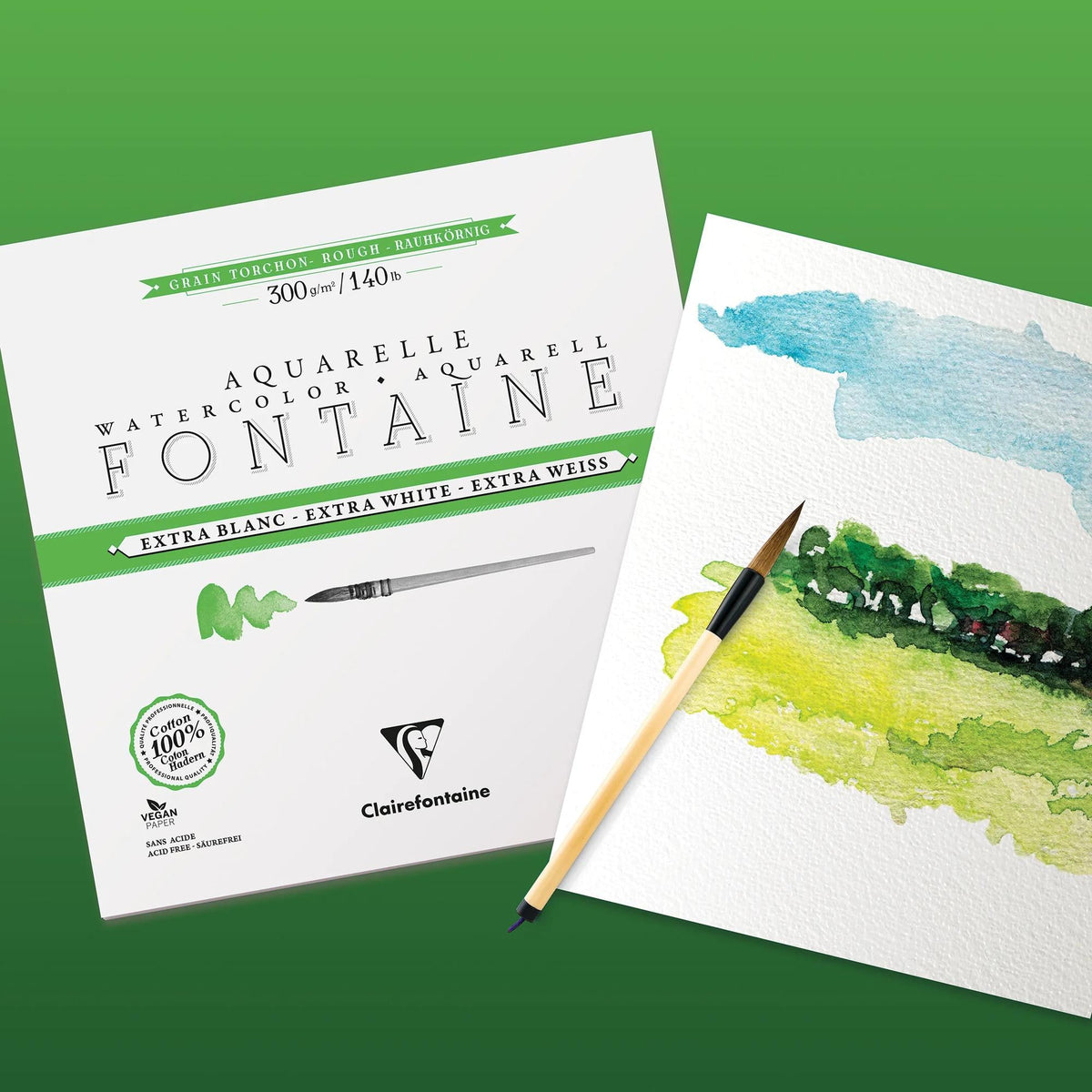 Aquarellblock CLAIREFONTAINE Fontaine extra weiß 300 g/m² 18 x 24 cm - 12 Blatt