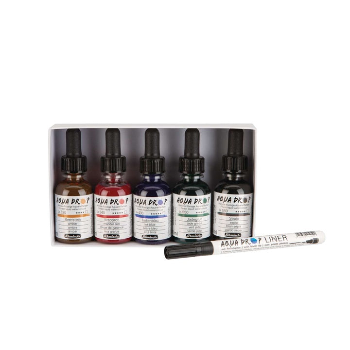 Aquarellfarben Schmincke AQUA DROP - Set 5 x 30 ml + Liner — Bild 1