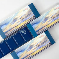 Aquarellfarben-Set "Landschaft" ROSA GALLERY, Metallkoffer, Indigo, 21 Farben, volle Töpfe — Bild 14