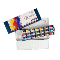 Aquarellfarben-Set "Мonopigmentiert" ROSA GALLERY, Metalldose, Indigo, 21 Farben, volle Töpfe