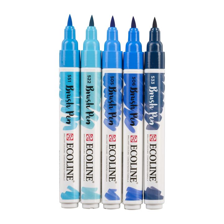 Aquarellstifte Ecoline Brush Pen Blue | 5er Set — Bild 8
