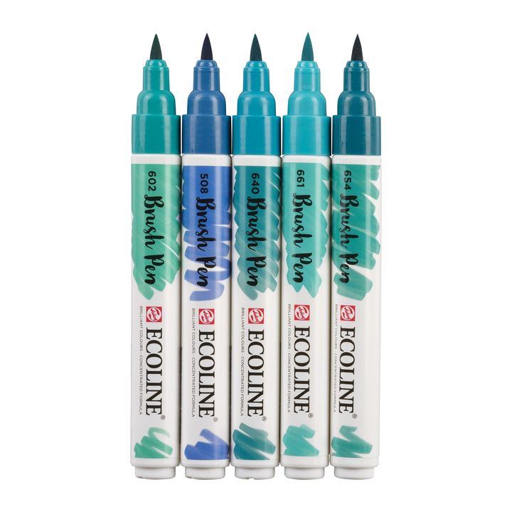 Aquarellstifte Ecoline Brush Pen Green Blue | 5er Set — Bild 8