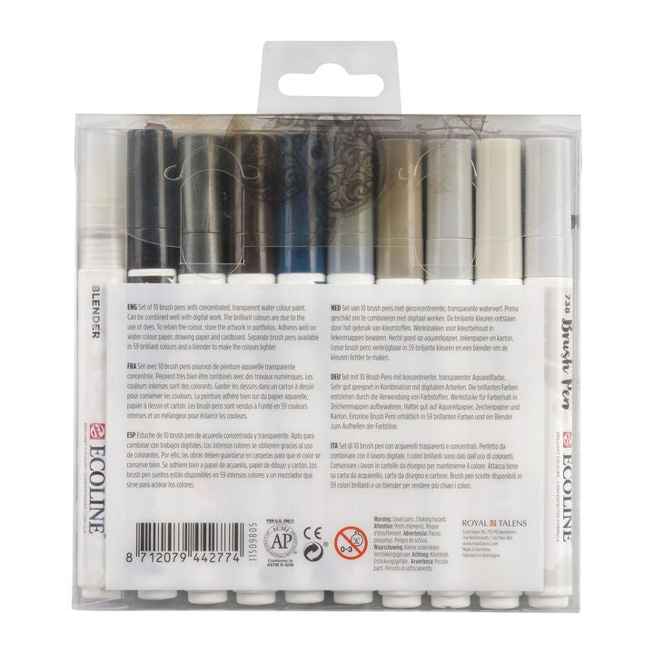 Aquarellstifte Ecoline Brush Pen Greys | 10er Set — Bild 7