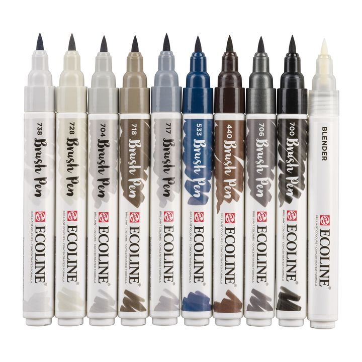 Aquarellstifte Ecoline Brush Pen Greys | 10er Set — Bild 8