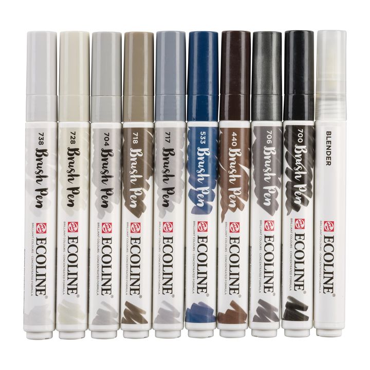 Aquarellstifte Ecoline Brush Pen Greys | 10er Set — Bild 10