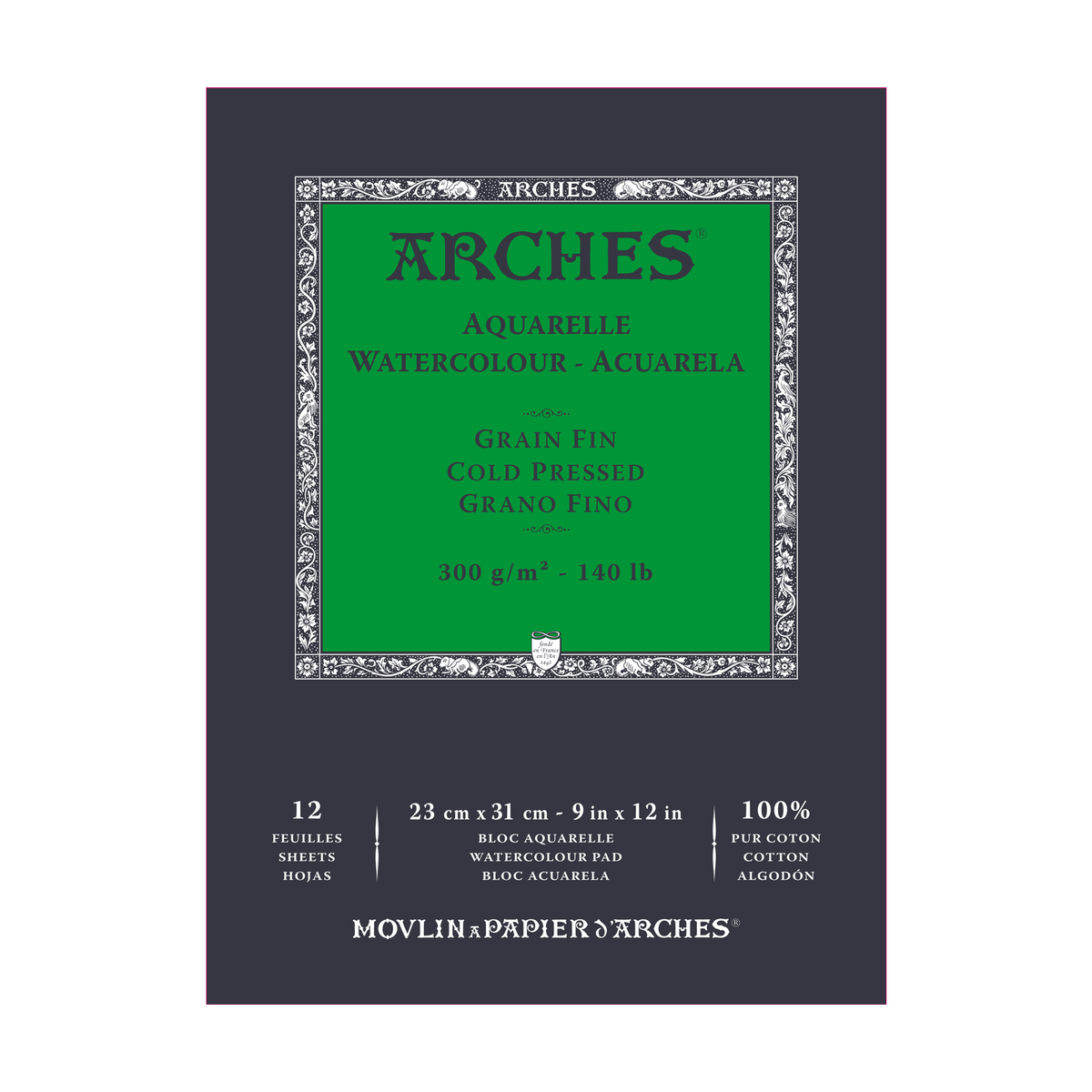 ARCHES Aquarellblock feinkorn naturweiß 300 g/m² - 12 Blatt A5 – A3