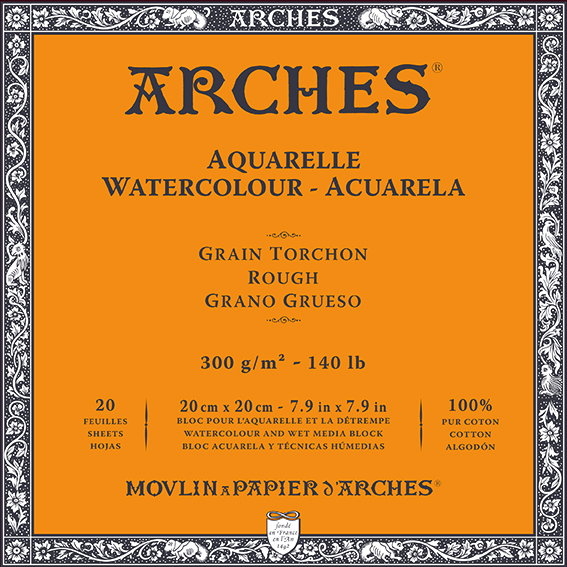 ARCHES Aquarellblock Rough Naturweiß 300 g/m² 10 – 31 cm - 20 Blatt