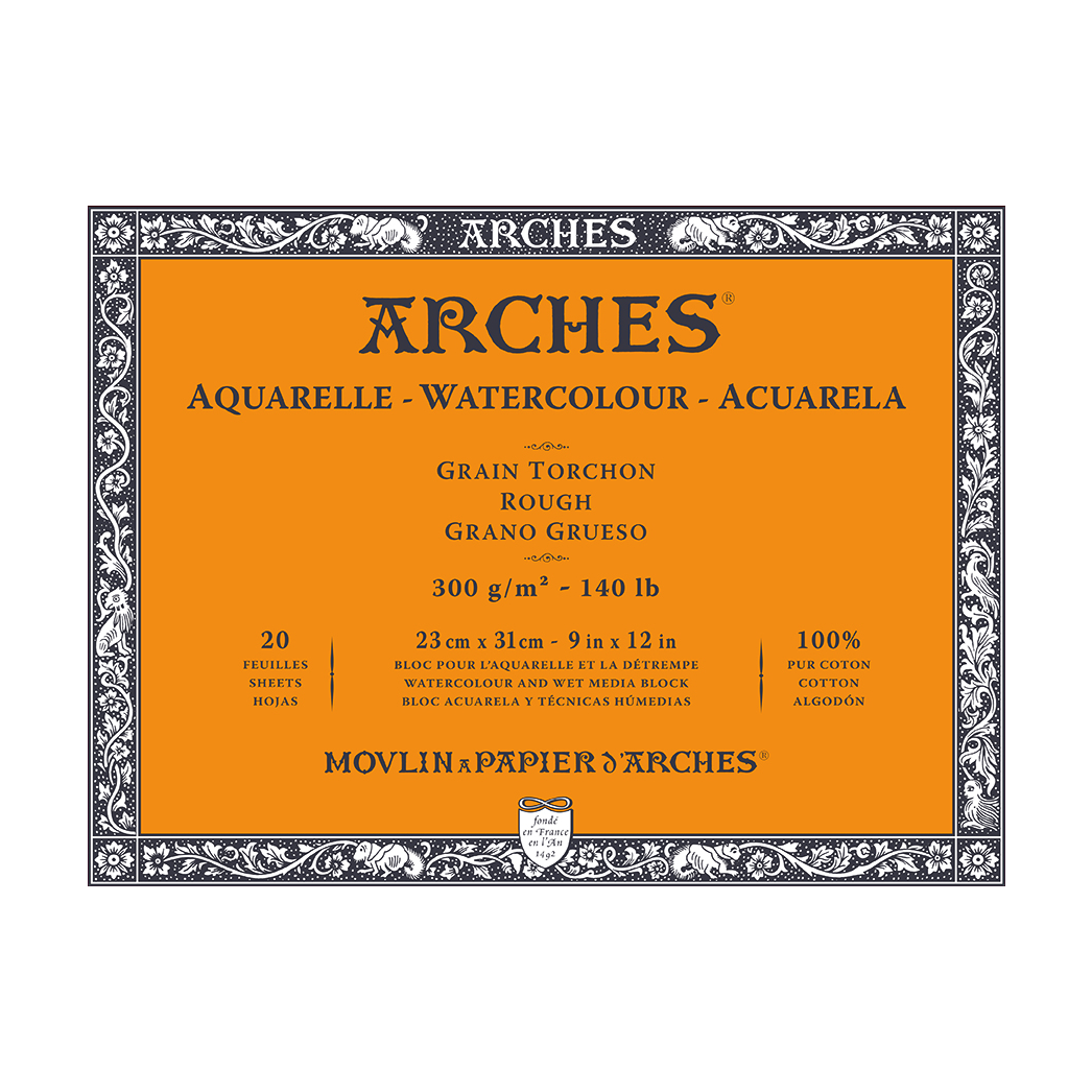 ARCHES Aquarellblock Rough Naturweiß 300 g/m² 10 – 31 cm - 20 Blatt