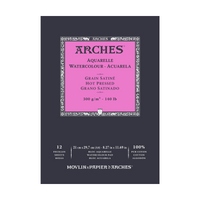 ARCHES Aquarellblock satiniert HP naturweiß 300 g/m² A5 – A3 - 12 Blatt