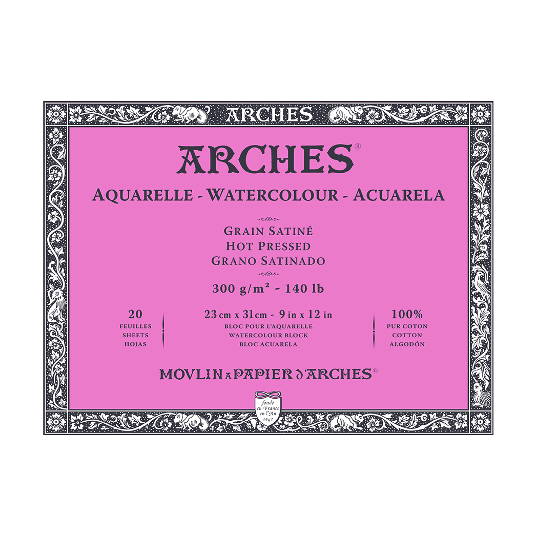 ARCHES Aquarellblock satiniert Naturweiß 300 g/m² – 20 Blatt