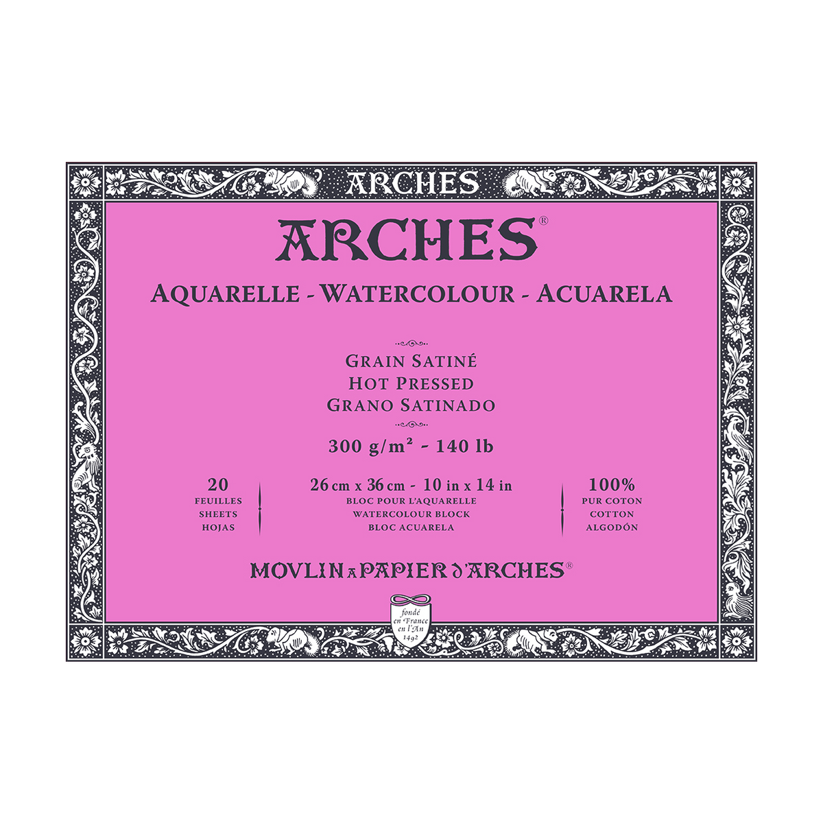 ARCHES Aquarellblock satiniert Naturweiß 300 g/m² – 20 Blatt