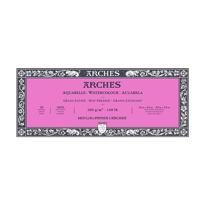 ARCHES Aquarellblock satiniert Naturweiß 300 g/m² – 20 Blatt