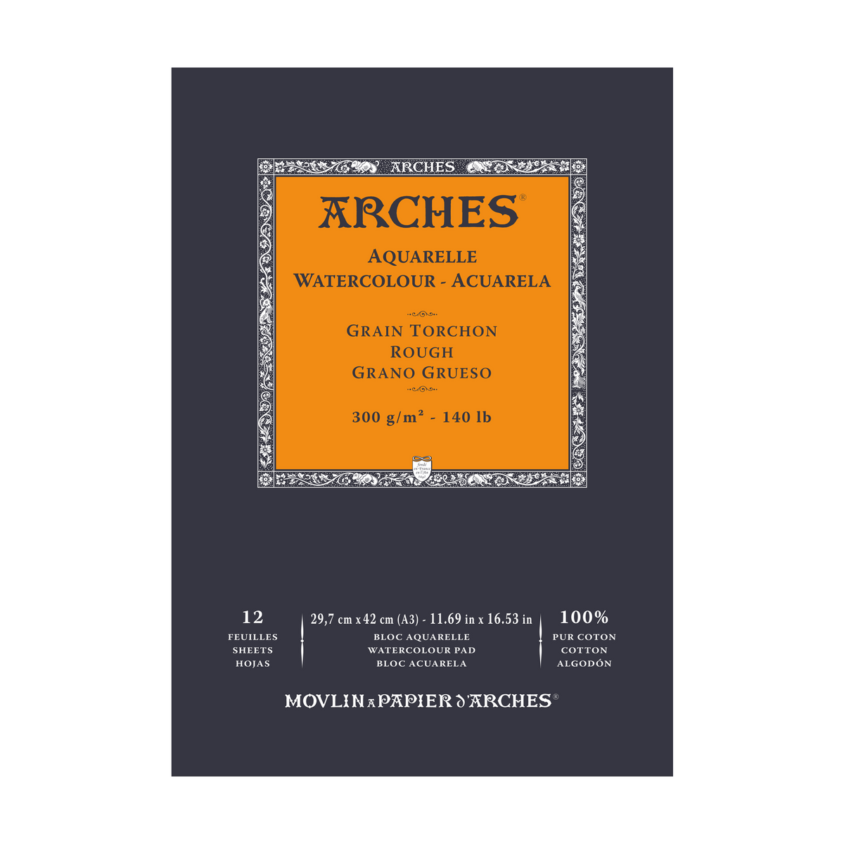 ARCHES Aquarelle Aquarellblock rau naturweiß 300 g/m² – 12 Blatt