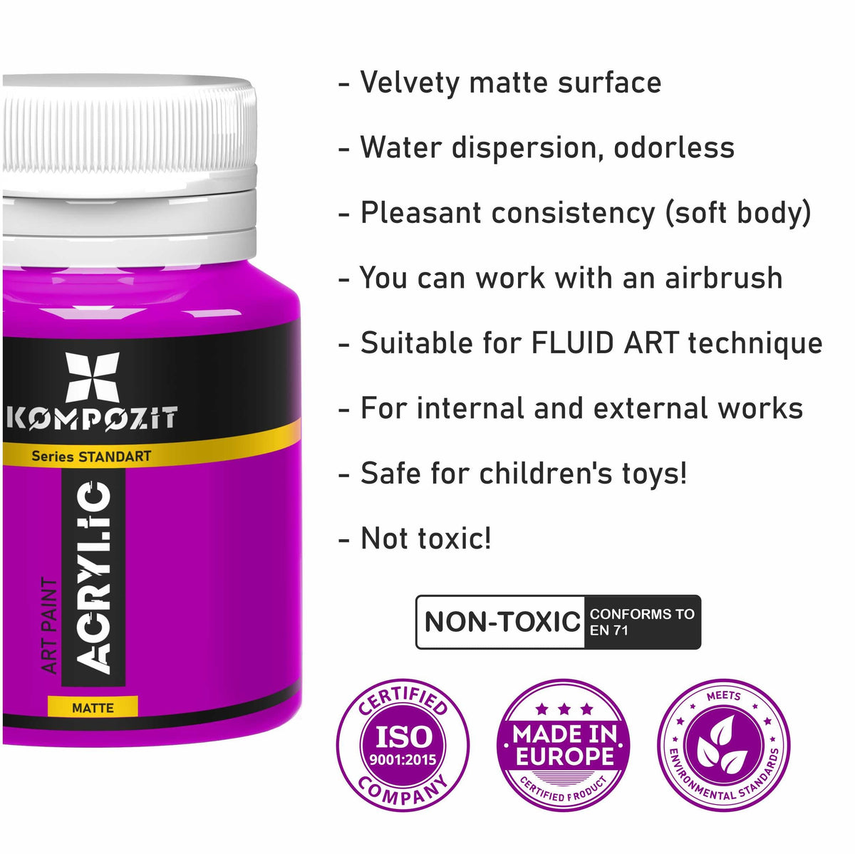 Acrylfarben-Set Kompozit STANDART Fluorescent 6 x 20 ml