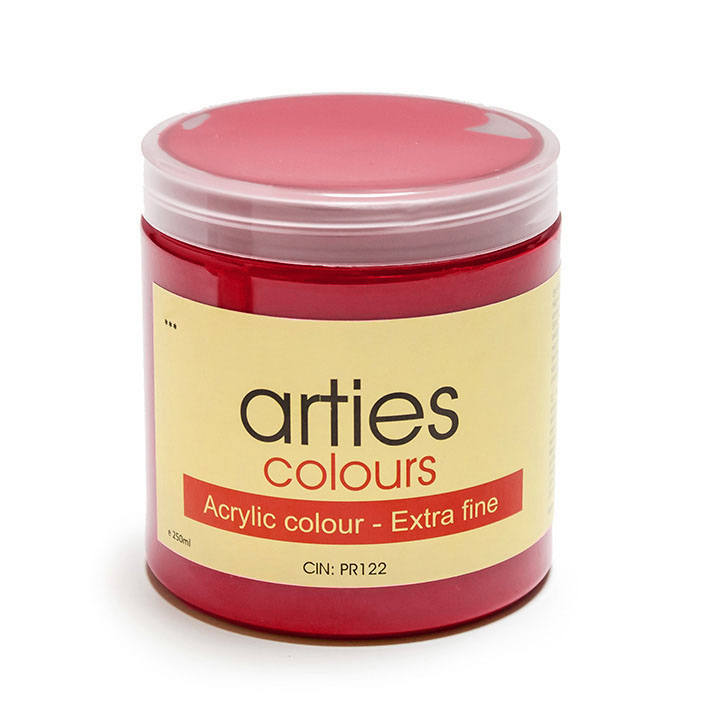 Arties Colours Acrylfarbe 250 ml – 45 Farbtöne - 5061 - Kadmiumrot mittel - Farbton