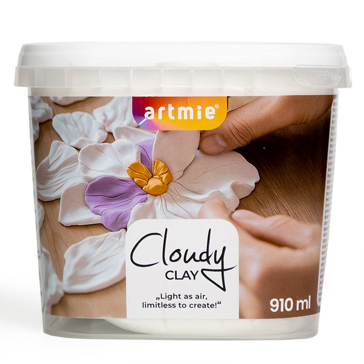 ARTMIE Cloudy Clay weiche, luftig-leichte Modelliermasse in Weiß zum Modellieren ohne Kleber.