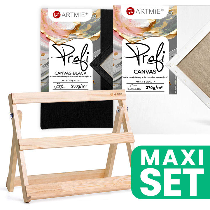 ARTMIE Tischstaffelei-Set mit schwarzer und weißer PROFI-Leinwand 40x30 cm — Bild 1