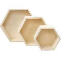 Aufbewahrungsboxen aus Holz 3 Stück | sechseckige Form — Bild 2