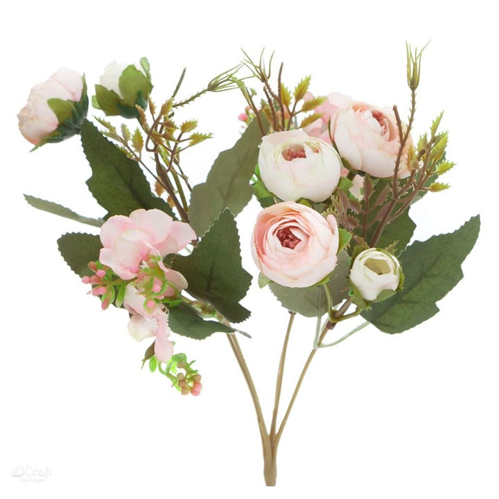 Blumenstrauß aus künstlichen Kamelien Pulver rosa 29 cm — Bild 1