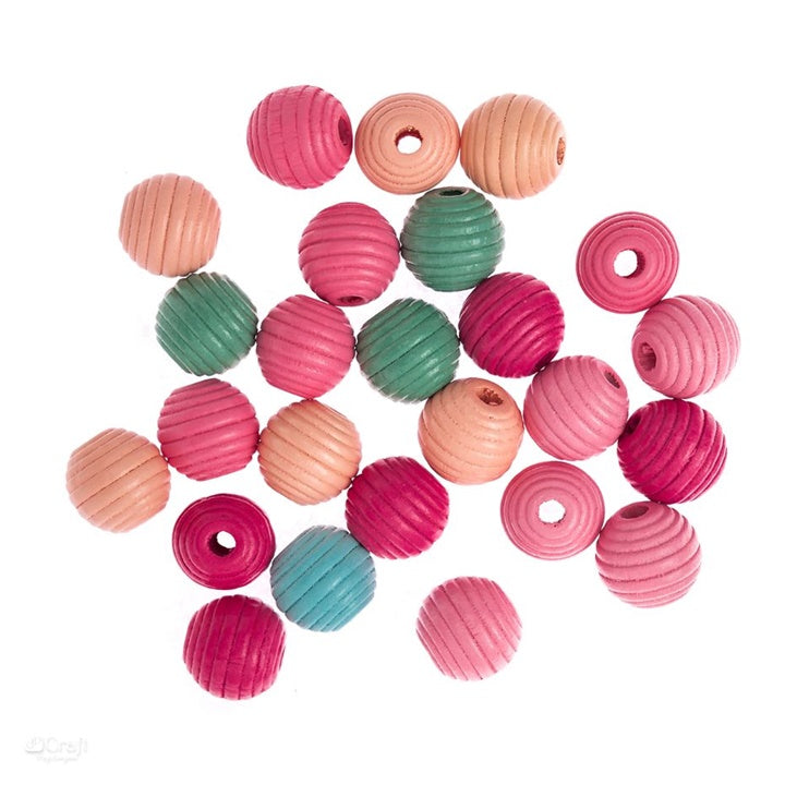 Bunte Holzperlen Spirale 15 mm - 25 Stück — Bild 1