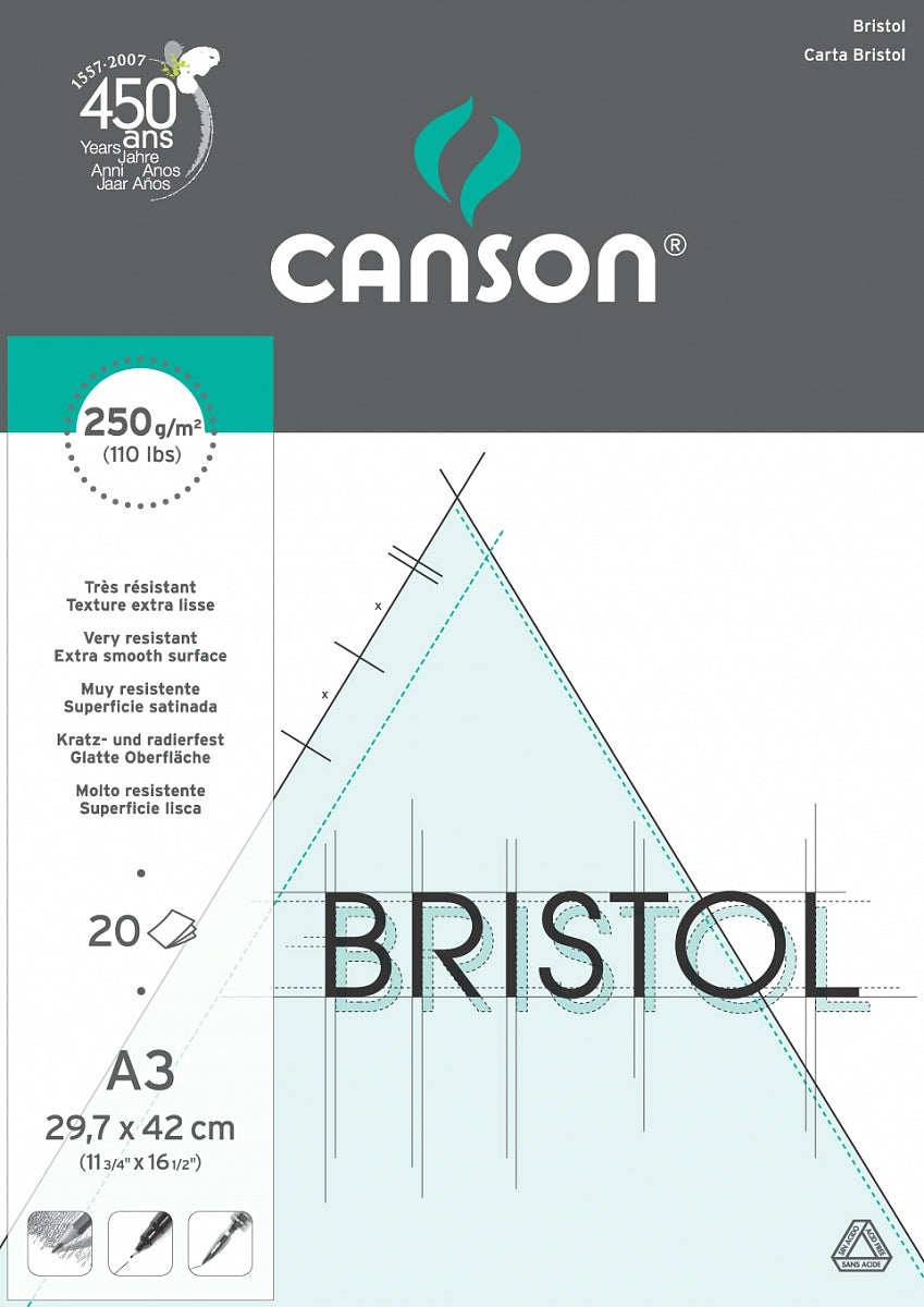 Canson Bristol Zeichenblock 250 g/m² 20 Blatt A3 geleimt