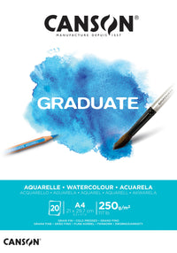 CANSON Graduate Aquarellblock CP 250 g - 20 Blatt, A4, geleimt