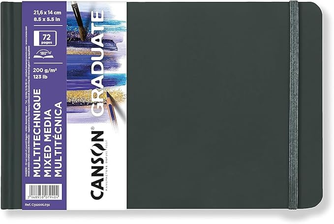 Canson Graduate Art Book Mix Media Skizzenbuch 200 g/m², 72 Blatt, 14 x 21,6 cm, Hardcover