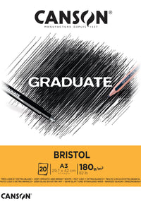 CANSON Graduate Bristol Zeichenblock 180 g/m² - 20 Blatt, A3, Kopfgeleimt