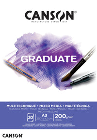 Canson Graduate Mix Media Block weiß 200 g/m² - 20 Blatt, A3, geleimt
