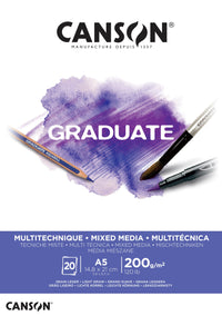 Canson Graduate Mix Media Block weiß 200 g/m² - 20 Blatt, A5 geleimt